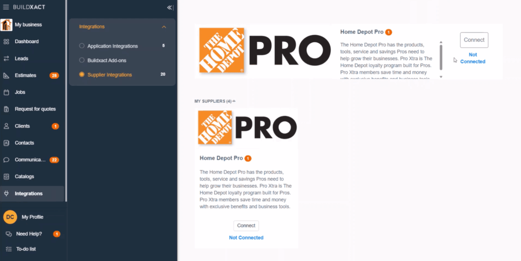 Buildxact software Integrations