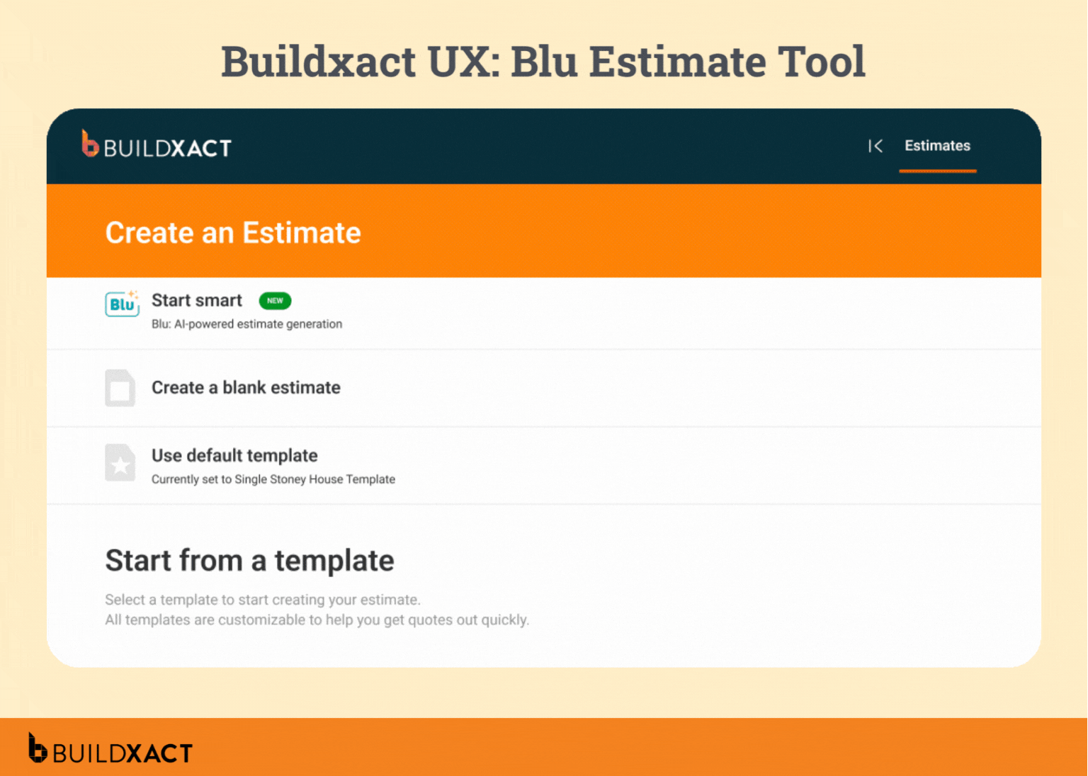 A GIF showing Buildxact’s Blu Estimate Tool