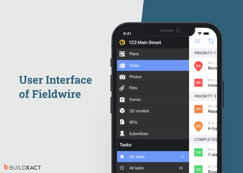 Screenshot showing the UI of Fieldwire