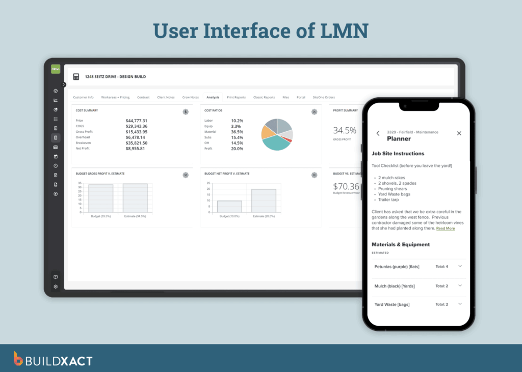 Screenshot showing the UI of LMN