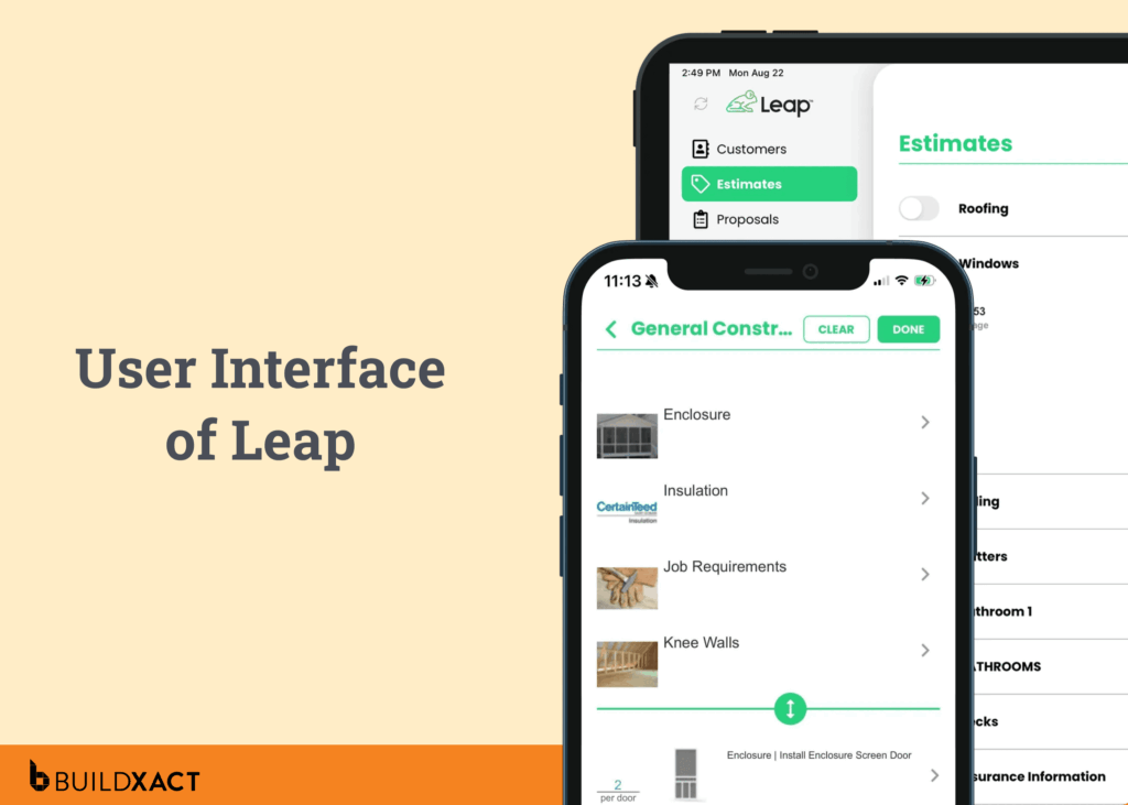 Screenshot showing the UI of Leap