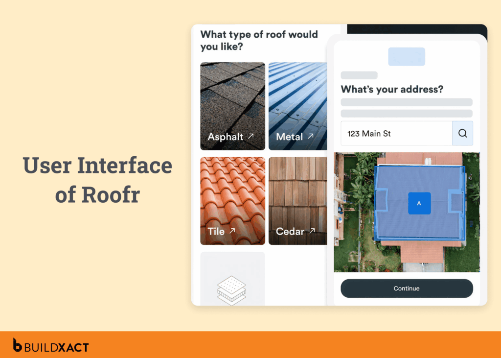 Screenshot showing the UI of Roofr