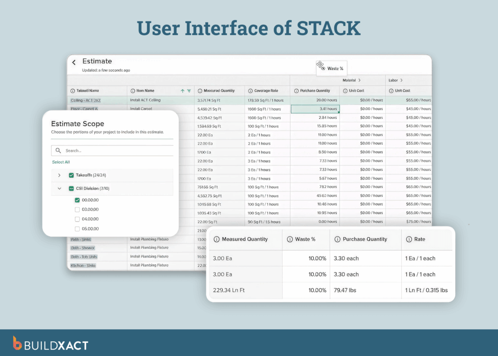 Screenshot showing the UI of STACK