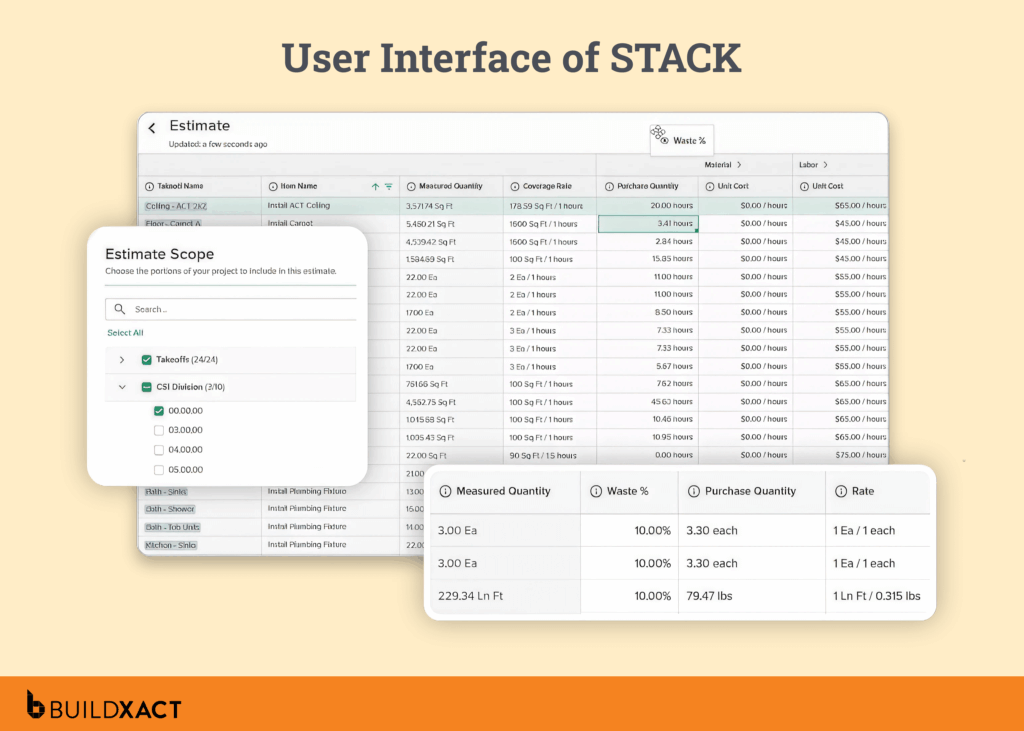 Screenshot showing the UI of STACK