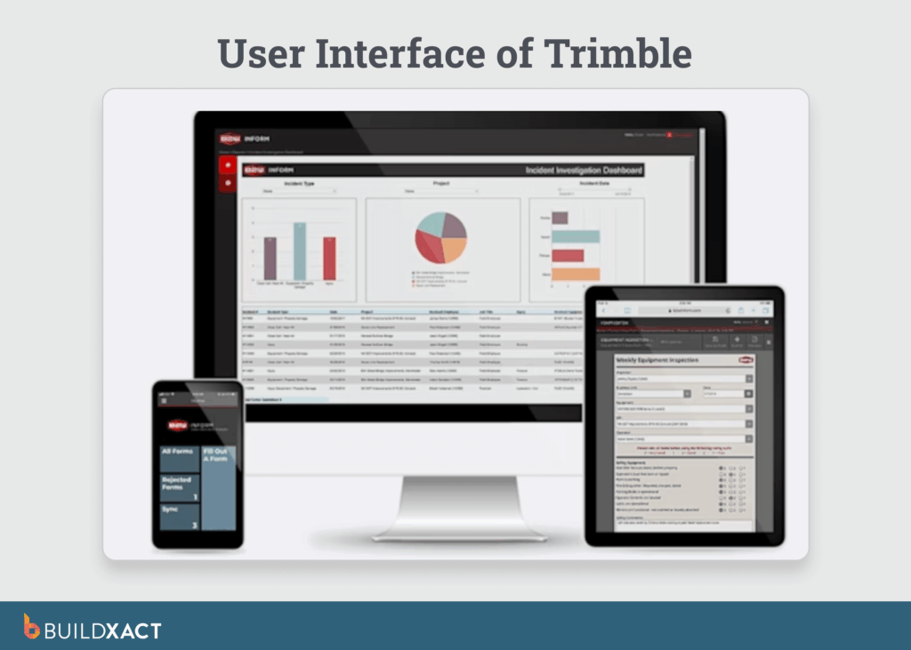 Image showing the UI of Trimble on multiple devices