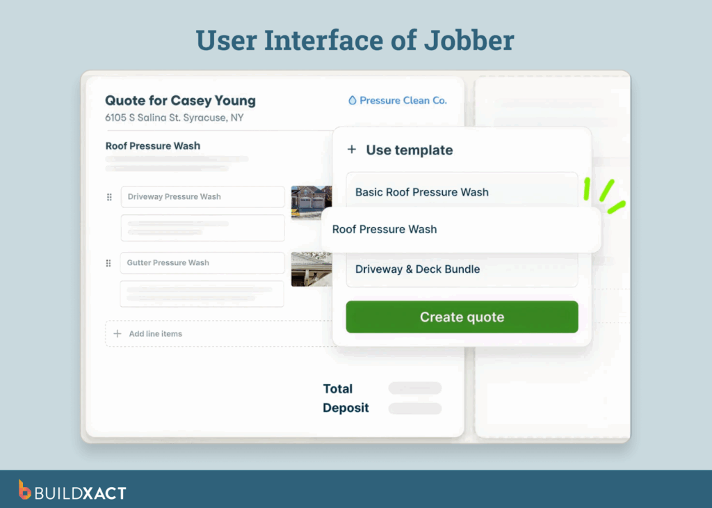 Screenshot showing the UI of Jobber